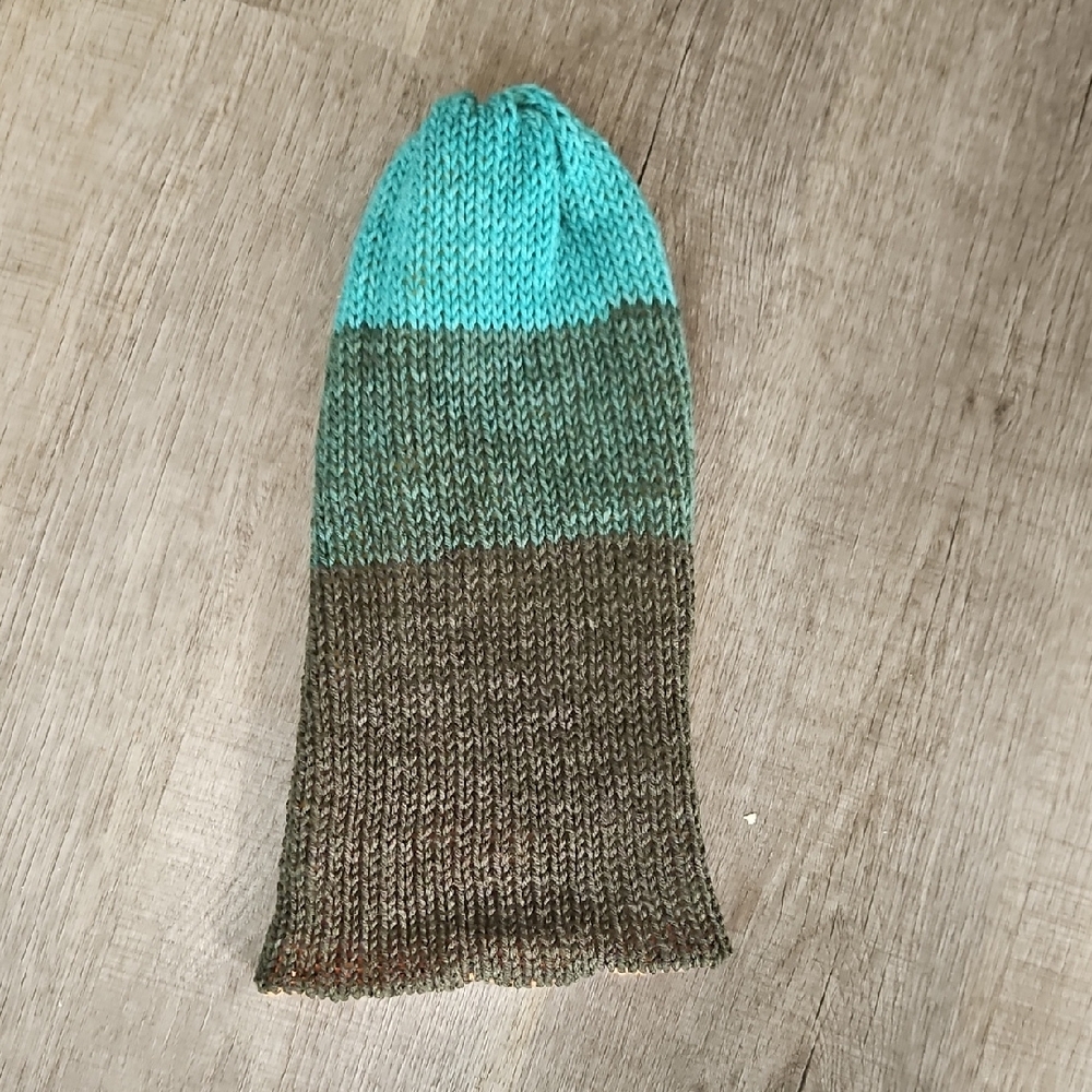 Blue and Brown Knit Beanie